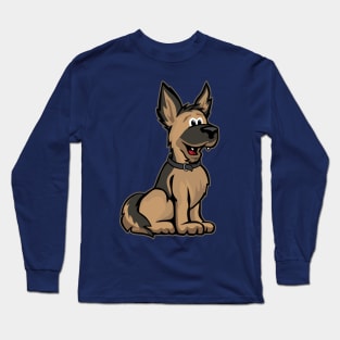 Cute German Shepard Dog Cartoon Long Sleeve T-Shirt